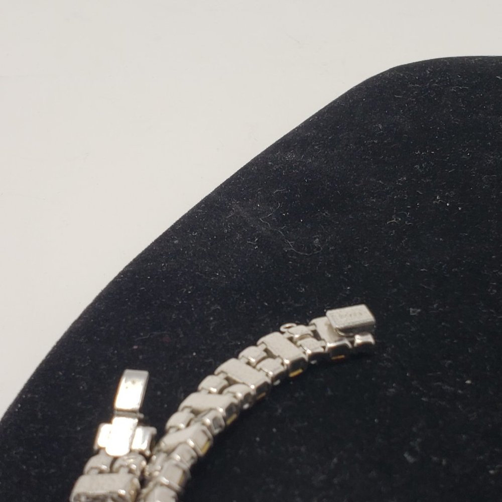 Signed Ruby Red Lucite & Austrian Crystal Bracelet - image 4